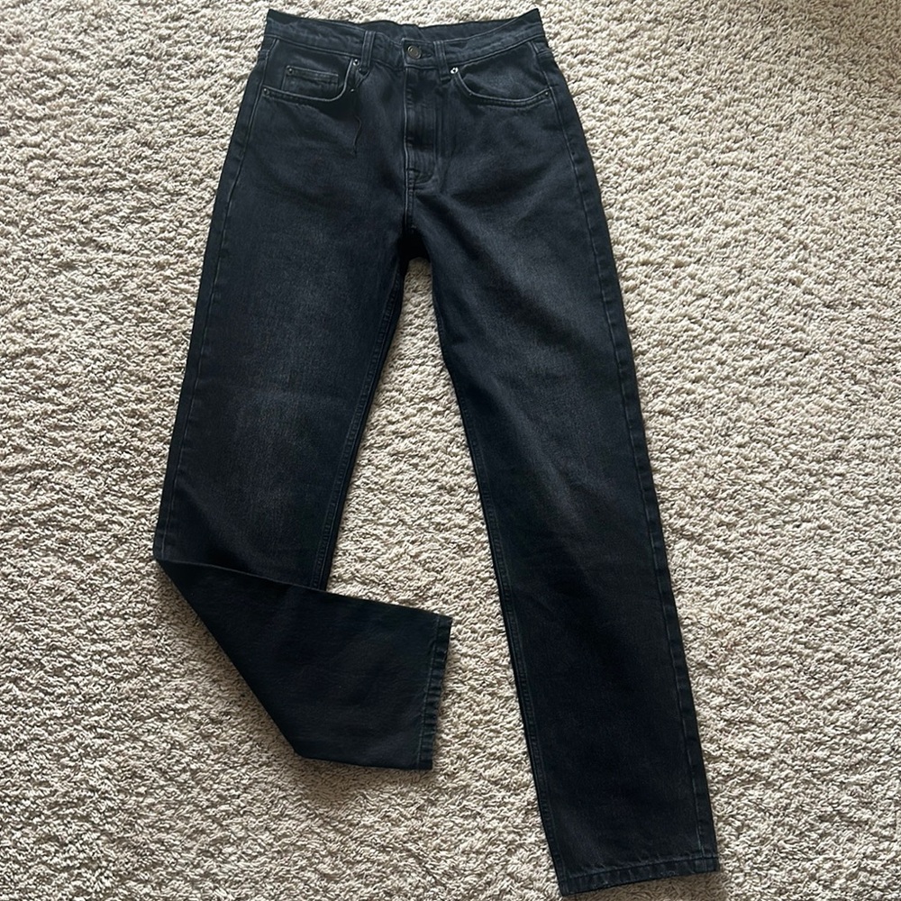 Massimo Dutti High Rise Taper Women's Black Jeans Sz 4/6 (Euro 34) New with tags